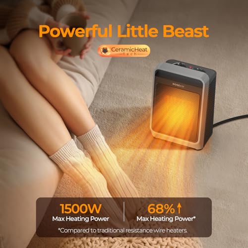 Portable Electric Space Heater 1500W Ceramic Room Heater with Thermostat