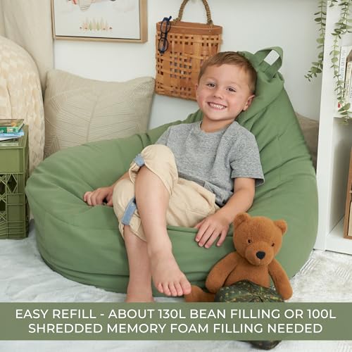 Stuffed Animal Storage Bean Bag Chair Cover for Kids - Washable Plush Toy Organizer