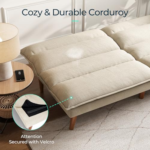 71-Inch Corduroy Convertible Futon Sofa Bed with Adjustable Backrest