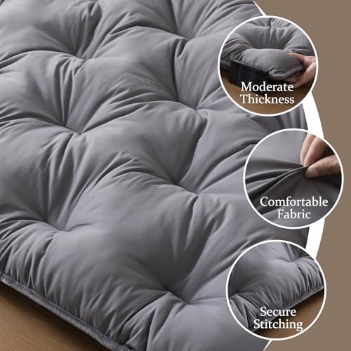 Twin Size Japanese Futon Mattress, 3-Inch Foldable Memory Foam Floor Mat