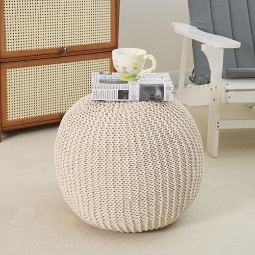 Round Plush Foam-Filled Pouf Ottoman, 26-Inch Decorative Foot Rest