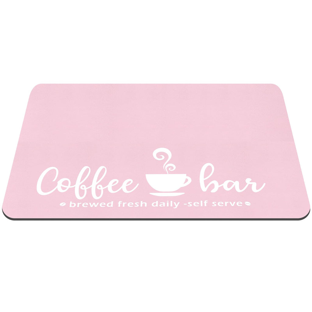 Queekay Pink Coffee Bar Mat Kitchen Accessories for Countertop Absorbent Dish Drying Rubber Backed Coffee Maker Pot Mat, 24 x 16 Inches