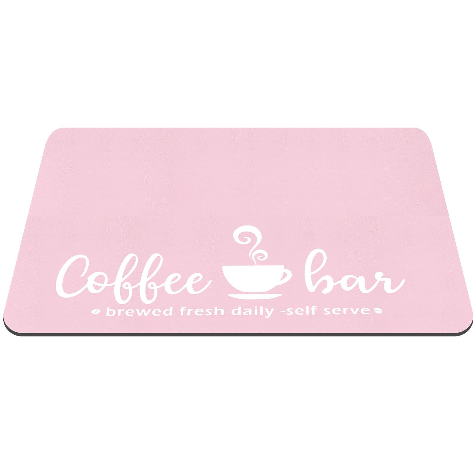 Queekay Pink Coffee Bar Mat Kitchen Accessories for Countertop Absorbent Dish Drying Rubber Backed Coffee Maker Pot Mat, 24 x 16 Inches