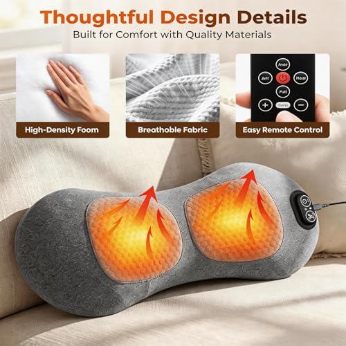 4-in-1 Lumbar Support Pillow Massager with Remote Control - Heat, Vibration & Stretching