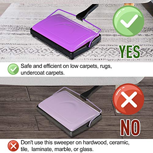 Yocada Manual Carpet Sweeper - Lightweight Hand Push Cleaner for Pet Hair & Dust