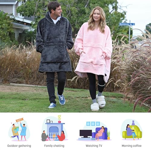 Oversized Wearable Blanket Hoodie - Warm Fleece Pullover for Lounging