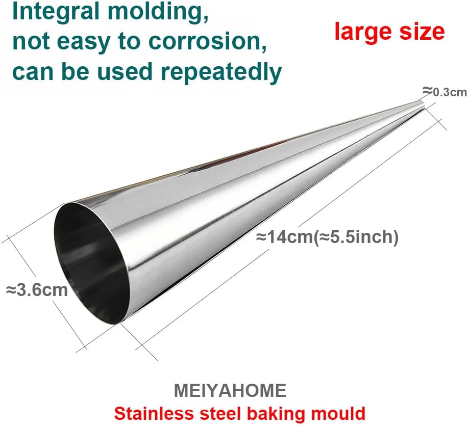 Skiennix Baking Cones - 6Pcs Stainless Steel Spiral Croissant Tubes | 5.5 Inch Pastry Molds