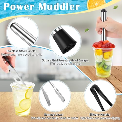 Stainless Steel Drink Straw Hole Puncher Set with Muddler and Accessories
