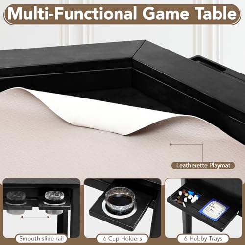Hexagonal Solid Wood Board Game Table with Dining Top and Accessories