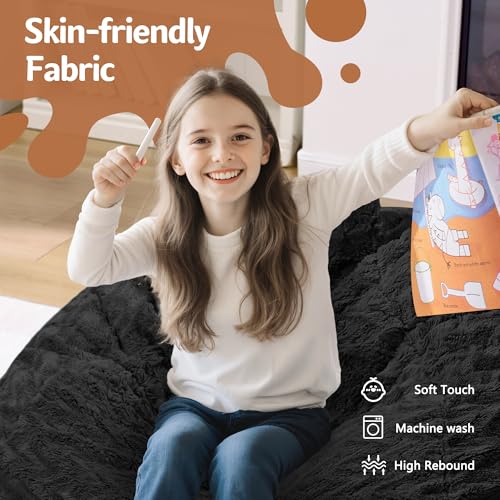 2ft Memory Foam Bean Bag Chair with Machine Washable Plush Cover