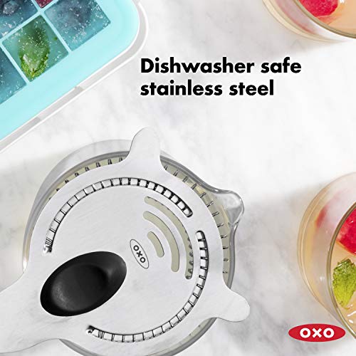 OXO Steel Cocktail Strainer with Short Handle & Finger Rest - Bar Tool