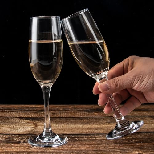 Set of 16 Champagne Flutes, 6oz Classic Long Stem Sparkling Wine Glasses