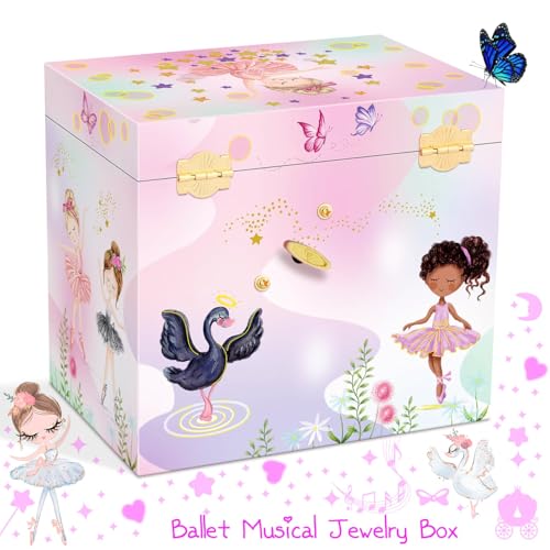 Musical Ballerina Jewelry Box for Girls - Pink Keepsake Box with Mirror