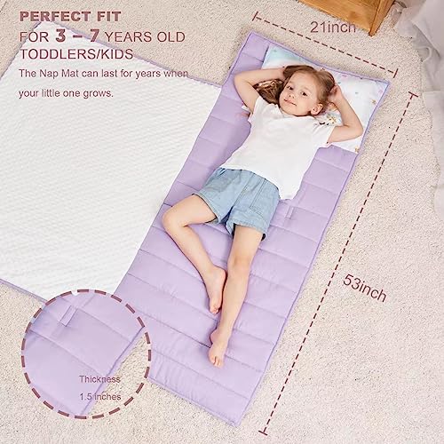 Extra Large Toddler Nap Mat with Pillow and Blanket for Preschool and Daycare