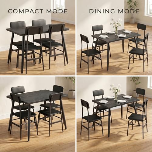5-Piece Dining Table Set for 4, Modern Kitchen Table with Upholstered Chairs