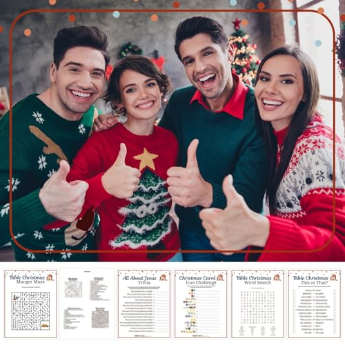 Bible Christmas Trivia Games Set - 5 Fun Christian Party Games for Family & Church