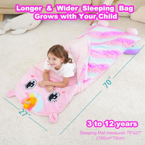 Kids Plush Nap Mat with Pillow - 3-in-1 Sleeping Bag for Preschool & Travel