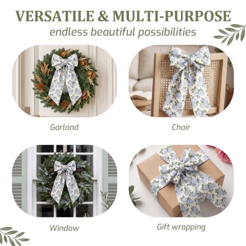 Hydrangea Wreath Sash 2 Pack Blue and White Floral Garland Ribbon