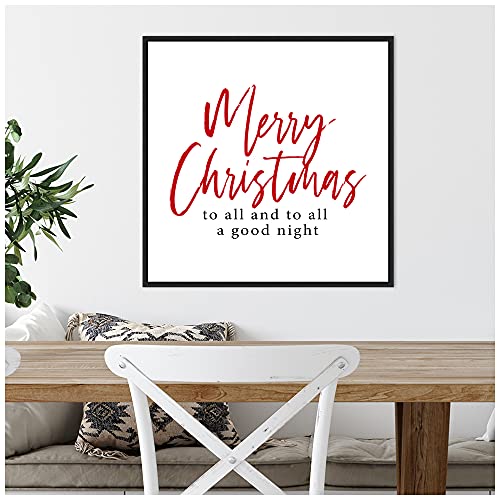 Amanti Art Framed Canvas Wall Art 22x22 Merry Christmas to All Script by Amanti Art Portfolio, Framed Wall Art Canvas, Holidays Artwork, Modern Decor, Medium Painting for Living Room, Bedroom