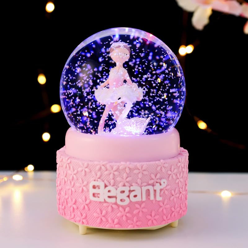 Musical Snow Globe with LED Lights, Ballet Girl & Swan Glass Water Ball