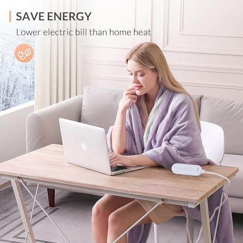 HOMLYNS Purple Heated Throw Blanket with 5 Heat Settings & 3-Hour Timer