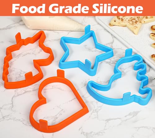 Silicone Pancake Molds 4-Pack Nonstick Fun Shapes for Griddle Cooking