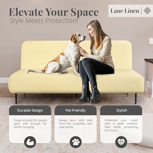 Full Size Stretch Futon Cover - Soft Elastic Slipcover in Pearl Ivory