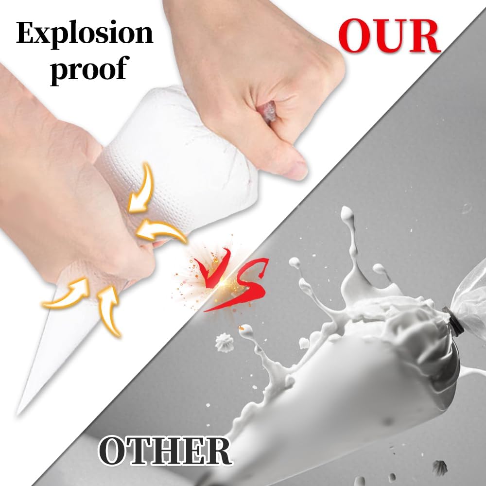 Skiennix Beginner Cake Decorating Kit - 50 Pcs Disposable 12-Inch Piping Bags & 3 Scrapers | Thickened Anti-Burst Design