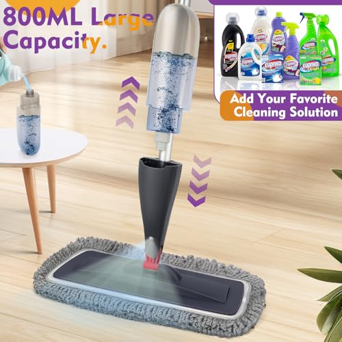 Spray Mop for Hardwood & Tile Floor Cleaning - 800ml Bottle & 3 Pads