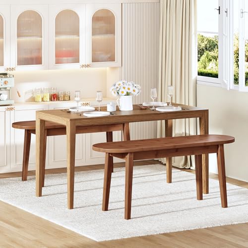 39.4-Inch Bamboo Dining Bench, Farmhouse Entryway Bench for Home