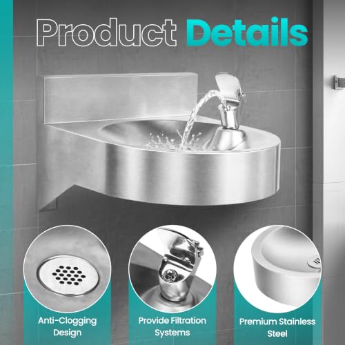 Wall-Mounted Stainless Steel Commercial Drinking Fountain, Hydration Station