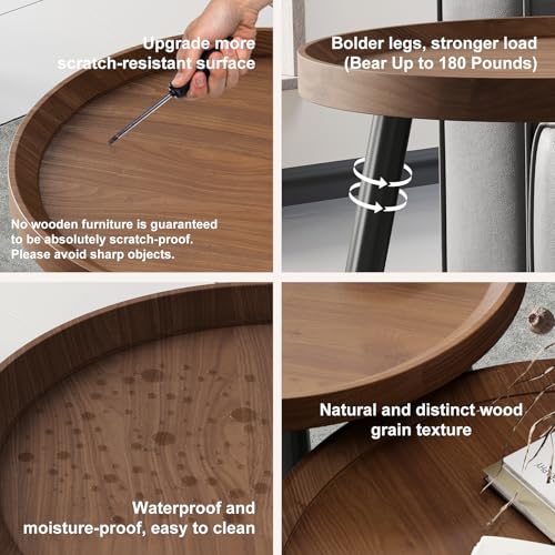 2-Piece Mid-Century Modern Nesting Coffee Table Set, Walnut Wood Finish