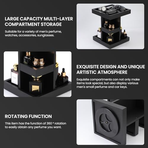 Black Cologne Organizer Stand for Men - Multi-Layer Perfume Storage & Display