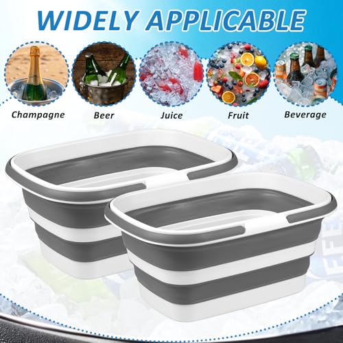 Grey Zoketriton Collapsible Ice Buckets for Parties, Wine & Drink Cooler, Foldable Beverage Tub, Large Capacity