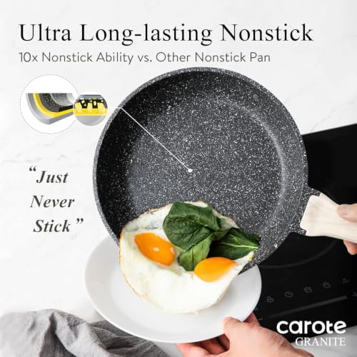 8-Inch Nonstick Granite Frying Pan - PFOA-Free Skillet for All Stovetops