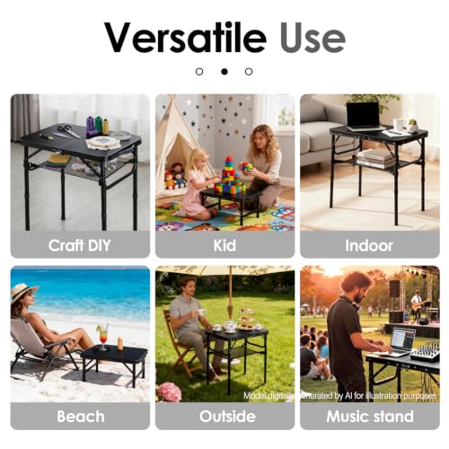Adjustable Folding TV Tray Table, Portable Aluminum Snack Side Table