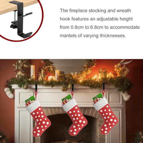 Adjustable 2-in-1 Christmas Stocking and Garland Mantle Hooks, 2 Pack