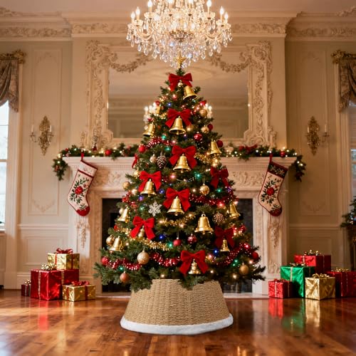 28 Inch Christmas Tree Collar - Paper Rope Woven Tree Base Cover