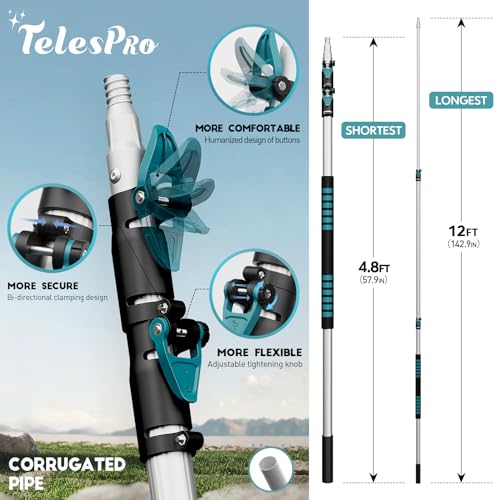 High Reach Cobweb Duster with 5-12 Ft Telescopic Extension Pole