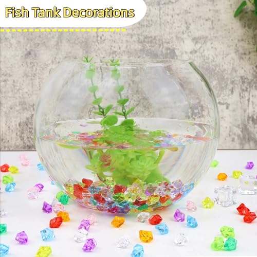 Clear Acrylic Fake Ice Cubes - 500 Pcs Irregular Gems for Vase Fillers & Decor