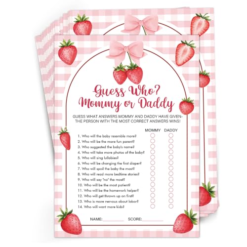 Sweet Berry Baby Shower Guess Who Games - 30 Pack Strawberry Cards