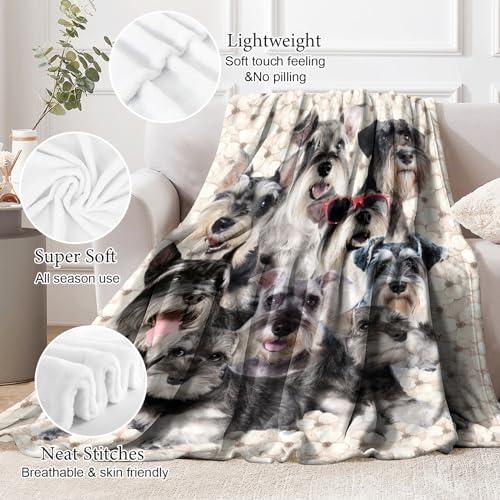 NHBTGSF Schnauzer Dog Throw Blanket 50x60 310GSM Flannel Fleece for Teens & Adults
