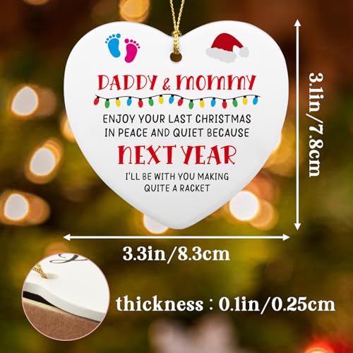 Daddy & Mommy Enjoy Your Last Christmas Ornament – Pregnancy Announcement Keepsake