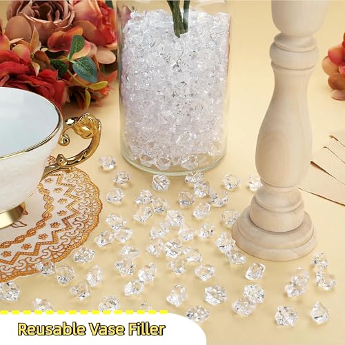 Clear Acrylic Fake Ice Cubes - 500 Pcs Irregular Gems for Vase Fillers & Decor
