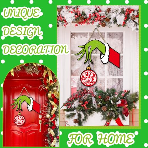 Denylo Pro Christmas Style-5 Wooden Door Sign - Red & Green Holiday Decor