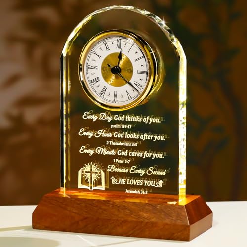Arikyrist God Christian Glass Clock - Spiritual Gift for Women Men, Bible Verse Art