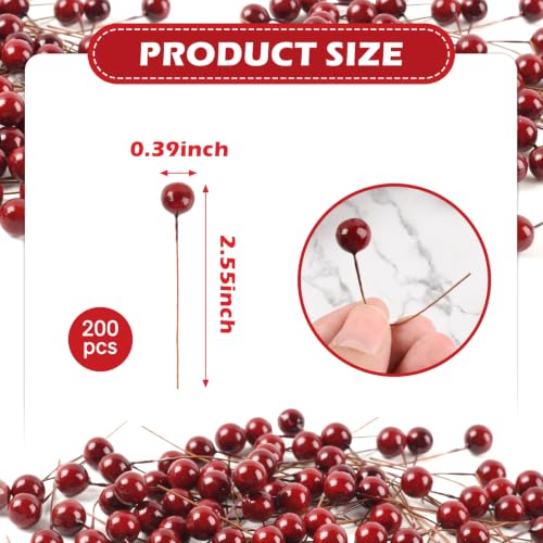 Mini Artificial Berries 200 pcs for Christmas Wreaths & Home Decor