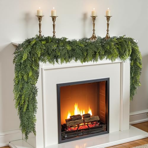 Bedee 6 ft Artificial Cedar Garland - Realistic Indoor Outdoor Christmas Decor Variation 1