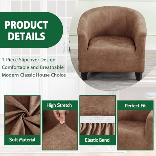 Stretch Faux Leather Barrel Chair Cover – Washable & Pet Friendly