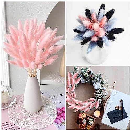 120 PCS Pink Dried Pampas Grass Decor, 17-Inch Natural Floral Bouquet